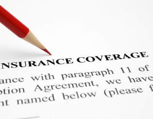 Insurance coverage policy and red pencil